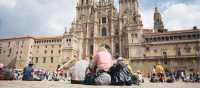 Celebrating the end of the Camino de Santiago