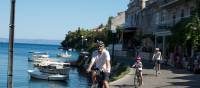 Cycling past boats on the Croatian islands with kids | Ross Baker