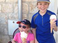 Kids eating ice cream in Jelsa on the Croatia Family Adventure |  <i>Kate Baker</i>