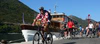 Cyclist setting off on his ride while on a Cycle & Sail trip in Croatia