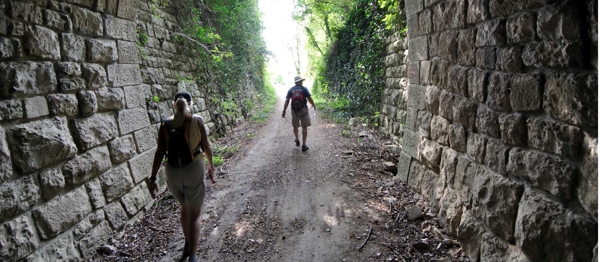 Walking through an old Parenzana Railway tunnel