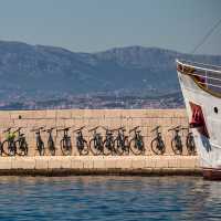 Bikes lined up and ready to go in Croatia
