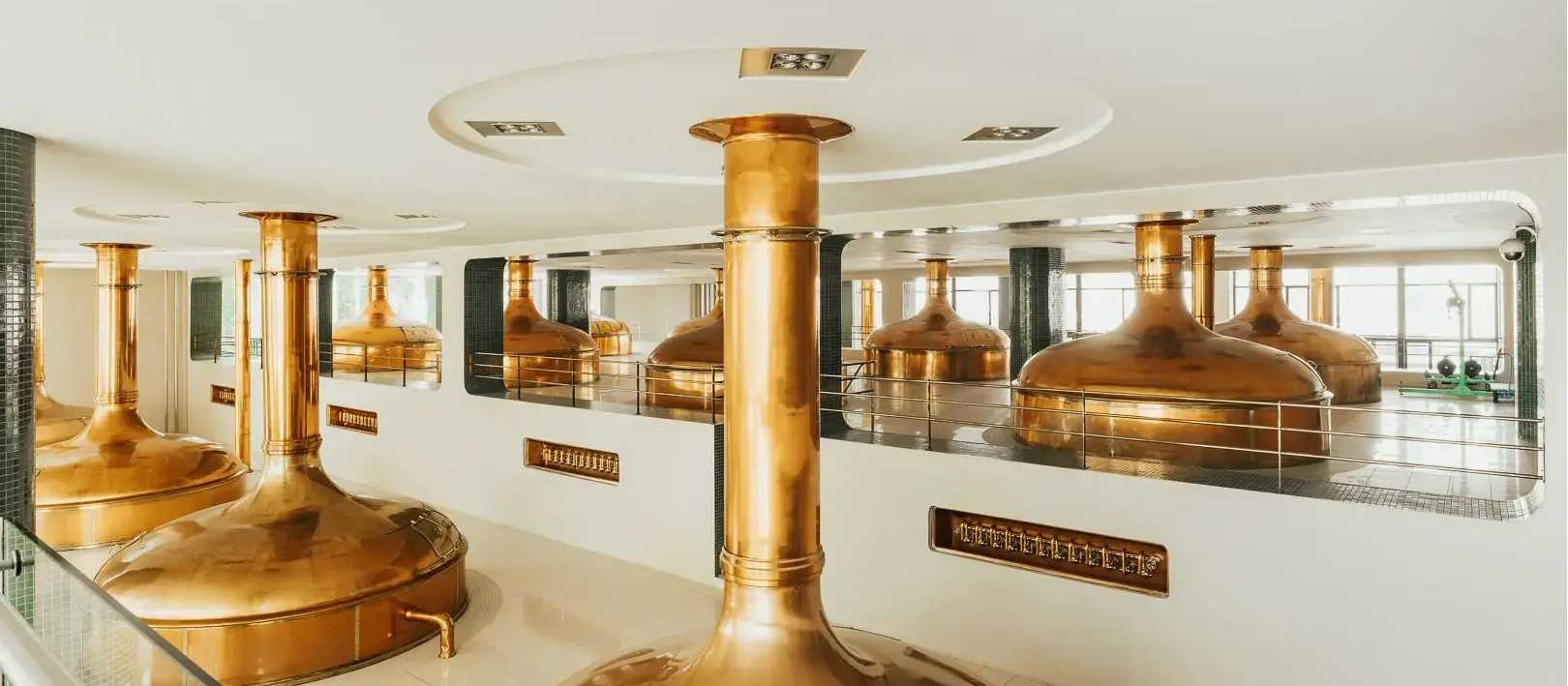 Iconic copper brewhouse where the original pilsner is crafted using traditional methods