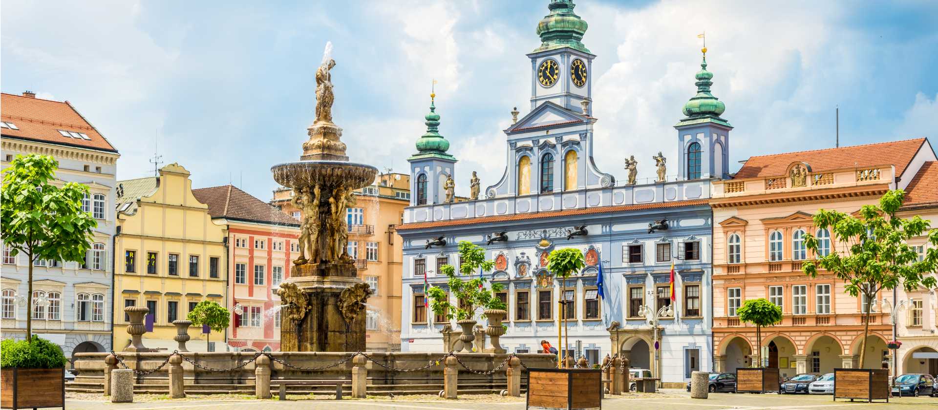 Main town square of Ceske Budejovice in Czechia