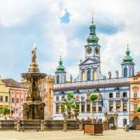 Main town square of Ceske Budejovice in Czechia