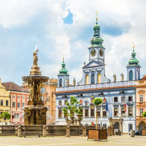 Main town square of Ceske Budejovice in Czechia