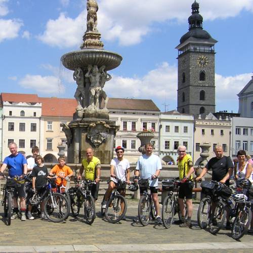 Group in Ceske Budejovice square, Czech Republic