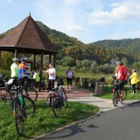 Small group stopping for refreshments in the Bohemian countryside