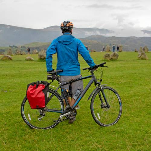 Castlerigg cyclist taking it all in