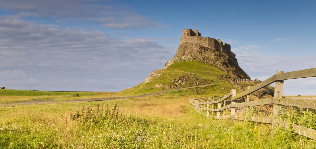 Approach to Lindisfarne Castle on Holy Island