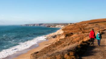 Walking the South West Coast Path near Porthleven in England