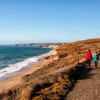 Walking the South West Coast Path near Porthleven in England