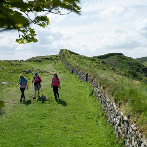 Follow Hadrian's Wall over rolling hills