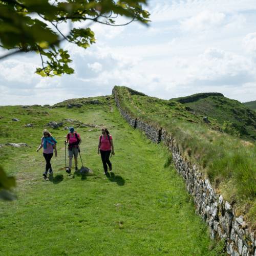 Follow Hadrian's Wall over rolling hills