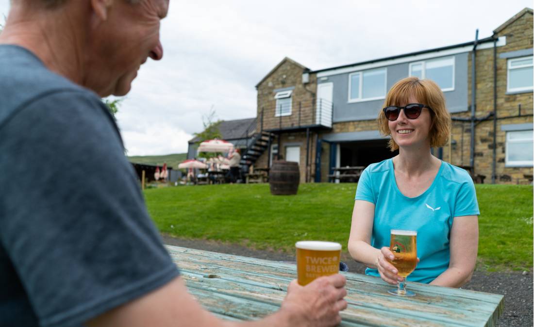 Enjoying a well-deserved beer on the Hadrian's Wall Path |  <i>Matt Sharman</i>