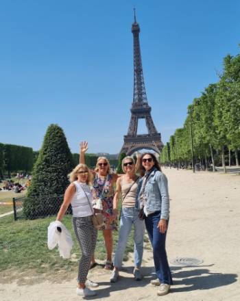 Obligatory photo in front of the Eiffel Tower |  <i>Sue Marr</i>