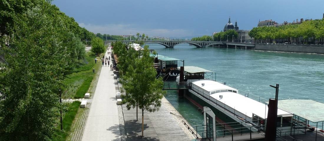 Beautiful riverside cycling in Lyon.