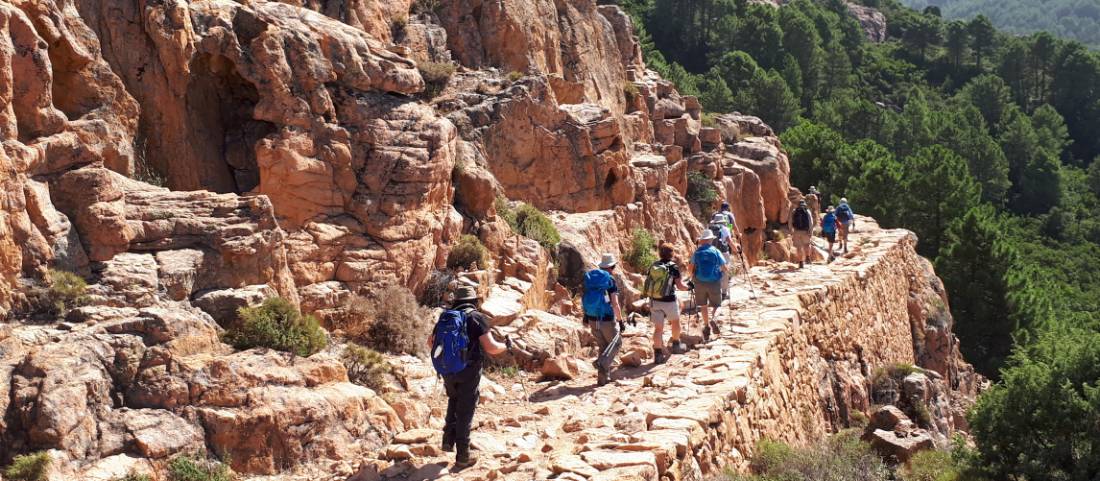 The sun shining down a group in mountainous Corsica |  <i>Paul Ensor</i>