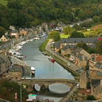 Canal running through the medieval town of Dinan in Brittany