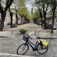 Admiring typical French street scenery on the Bordeaux to Toulouse Cycle | Joanne Walsh