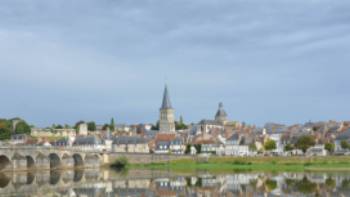 The ancient Roman town Charité-sur-Loire, with view of the church Sainte-Croix-Notre-Dame