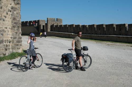 Cyclists on the ramparts of Carcassonne&#160;-&#160;<i>Photo:&#160;Kate Baker</i>
