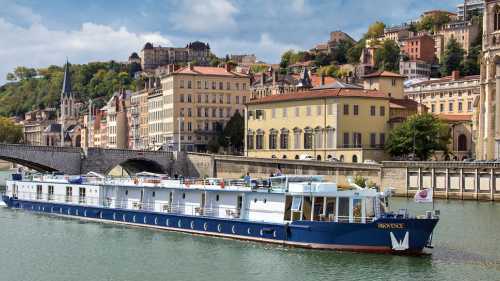 MS Provence passing by the bridges in Lyon