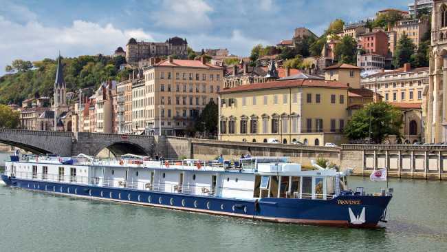 MS Provence passing by the bridges in Lyon