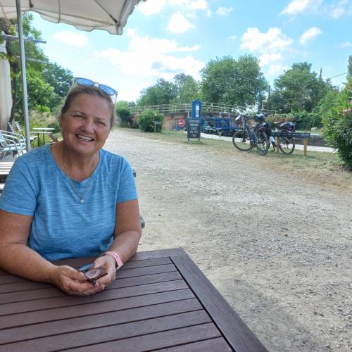 Taking a break from cycling the Canal du Midi