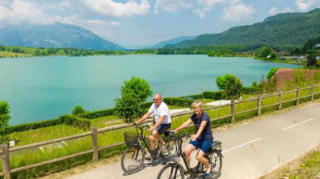 Pretty scenery along the Rhone River cycleway in the Savoy region