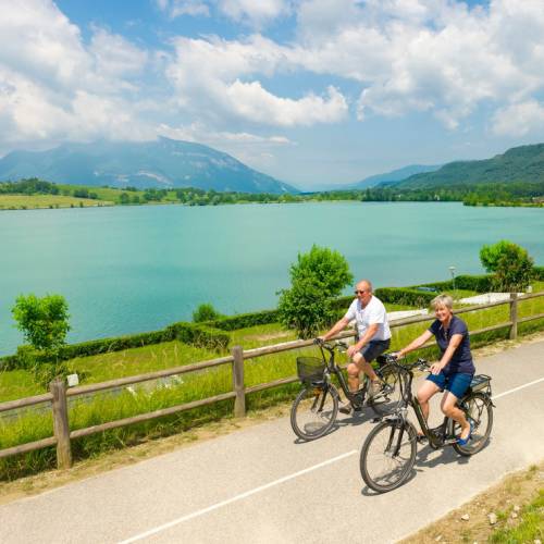 Pretty scenery along the Rhone River cycleway in the Savoy region