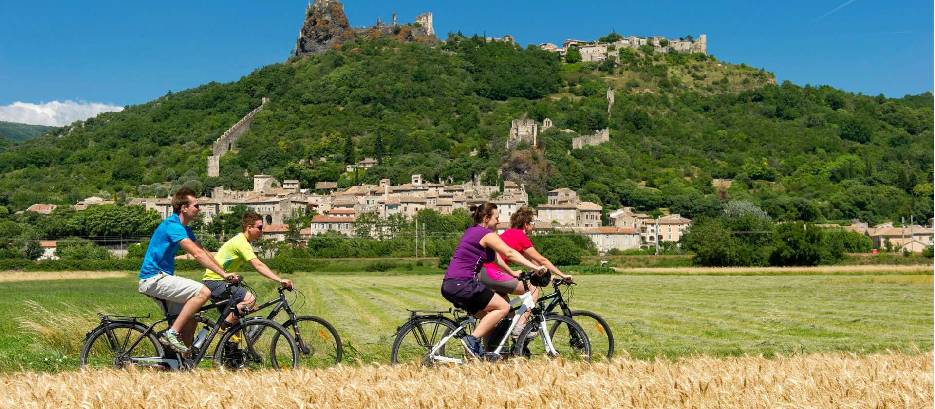 Cycling past historic villages on the Rhone Cycle way