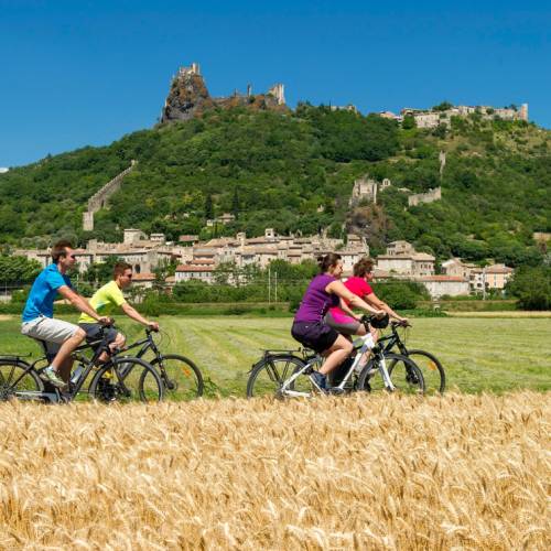 Cycling past historic villages on the Rhone Cycle way