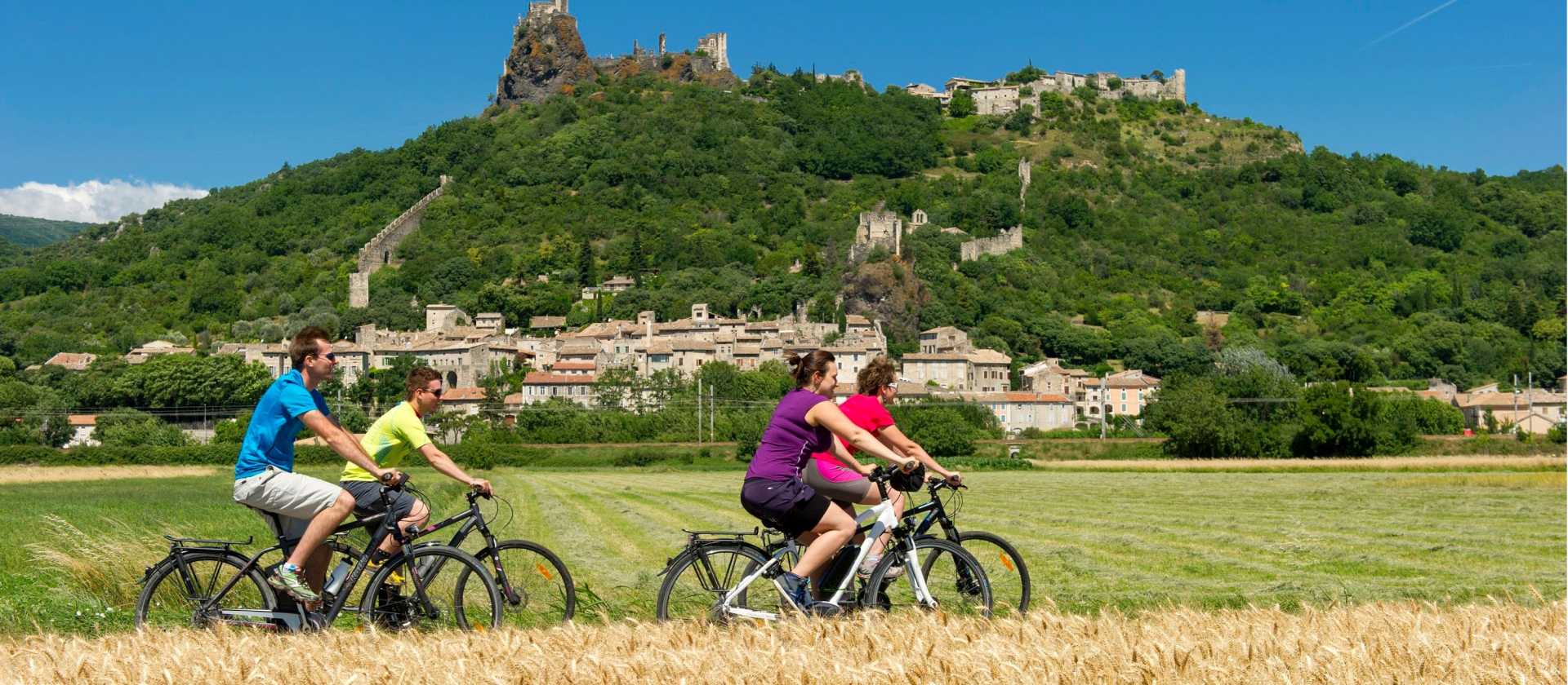 Cycling past historic villages on the Rhone Cycle way