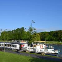 The Zwaantje docked on the river