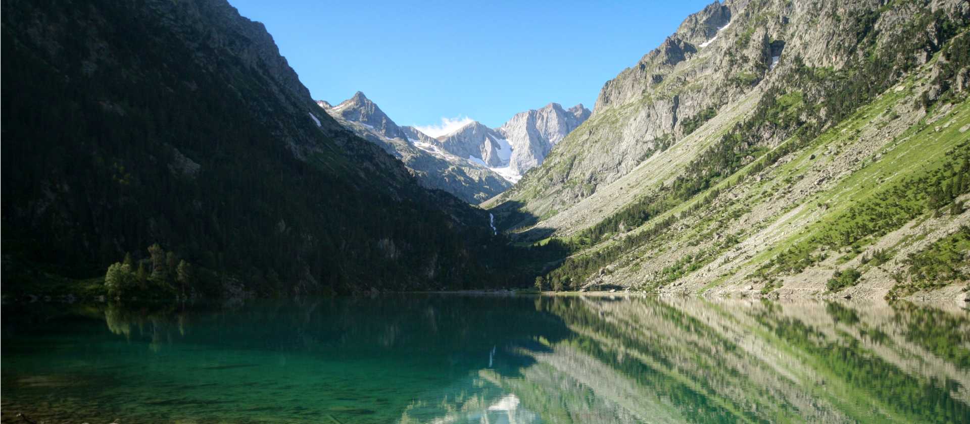 The beautiful Lac de Gaube with the reflection of the north face of Vignemale (3298m)