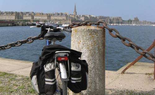 Bike with St Malo in the distance