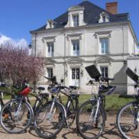 Bikes in front of a group hotel in the Loire Valley