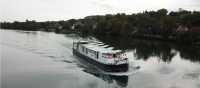 Barge hotel Clair de Lune on a river in France