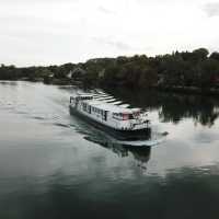 Barge hotel Clair de Lune on a river in France