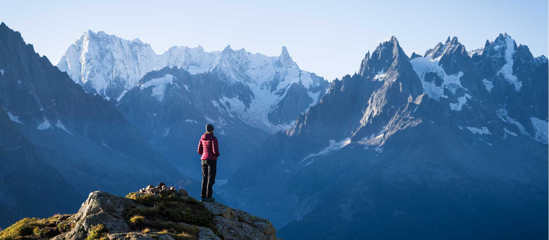 A hiker admires the mountain views near Chamonix