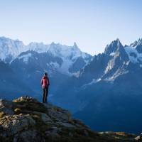 A hiker admires the mountain views near Chamonix