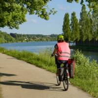 Leisurely cycling along the Seine river in France
