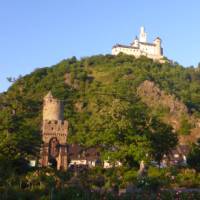 Marksburg castle above the town of Braubach on the Rhine