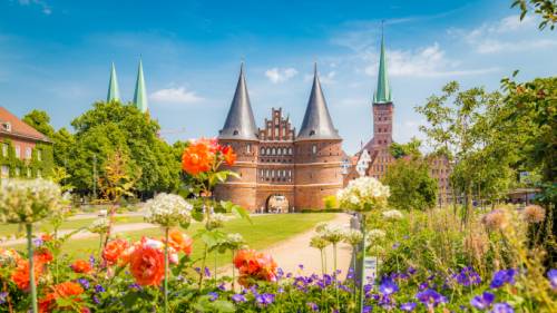 Historic town of Lübeck on the Baltic Coast of Germany