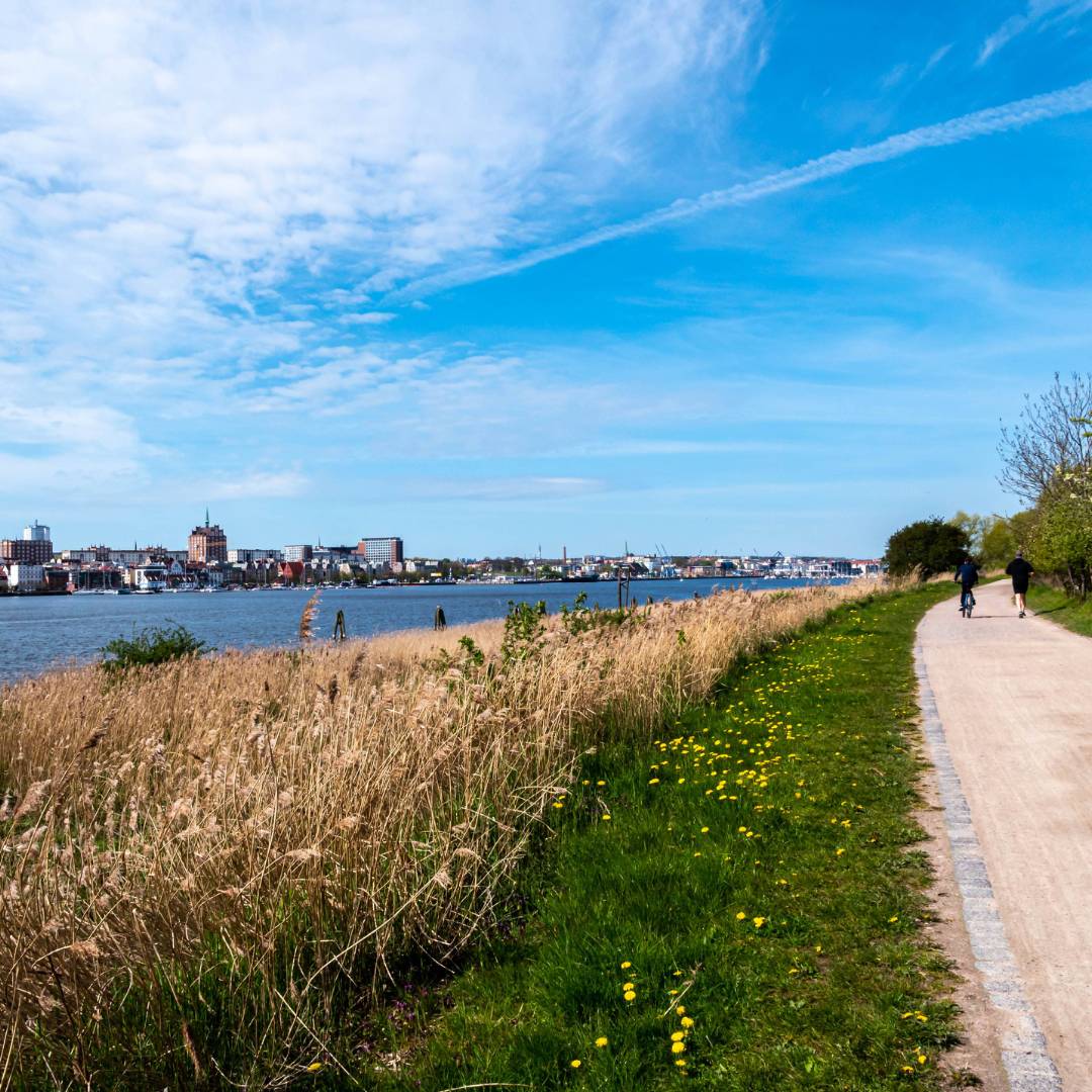 Cycle the bike path to Rostock in Germany