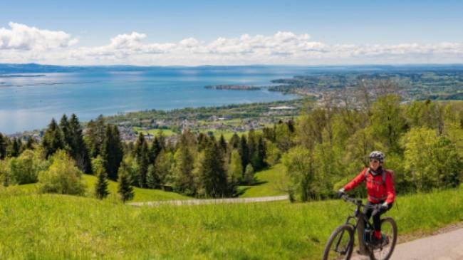 Cycling above Lake Constance with glorious views