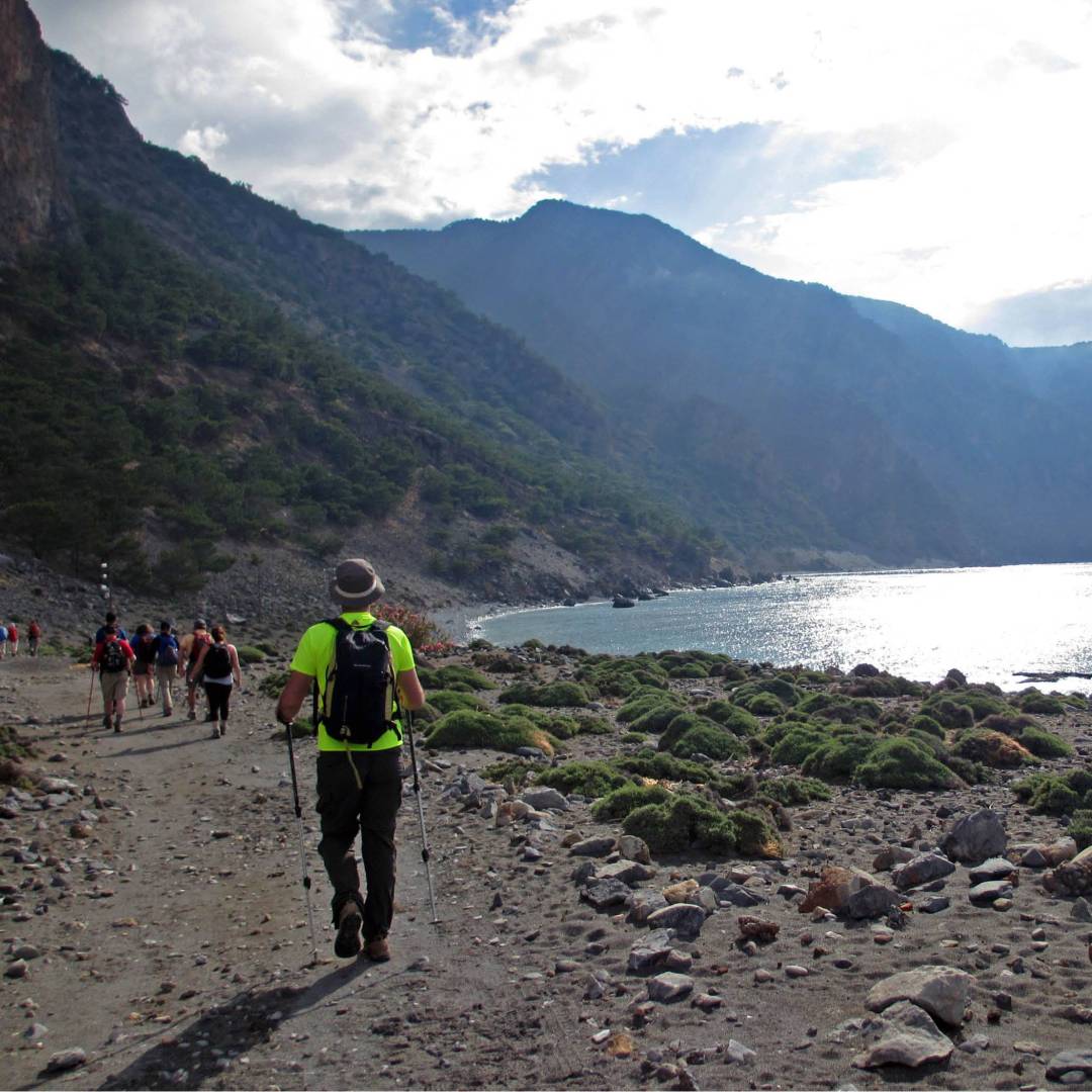 Hiking along the coastline on Crete