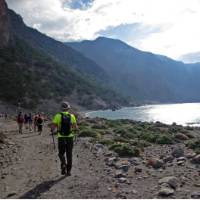 Hiking along the coastline on Crete