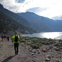 Hiking along the coastline on Crete